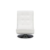 Baxton Studio WS-3634-White Elsa Modern and Contemporary White Faux Leather Upholstered Swivel Chair with Metal Base
